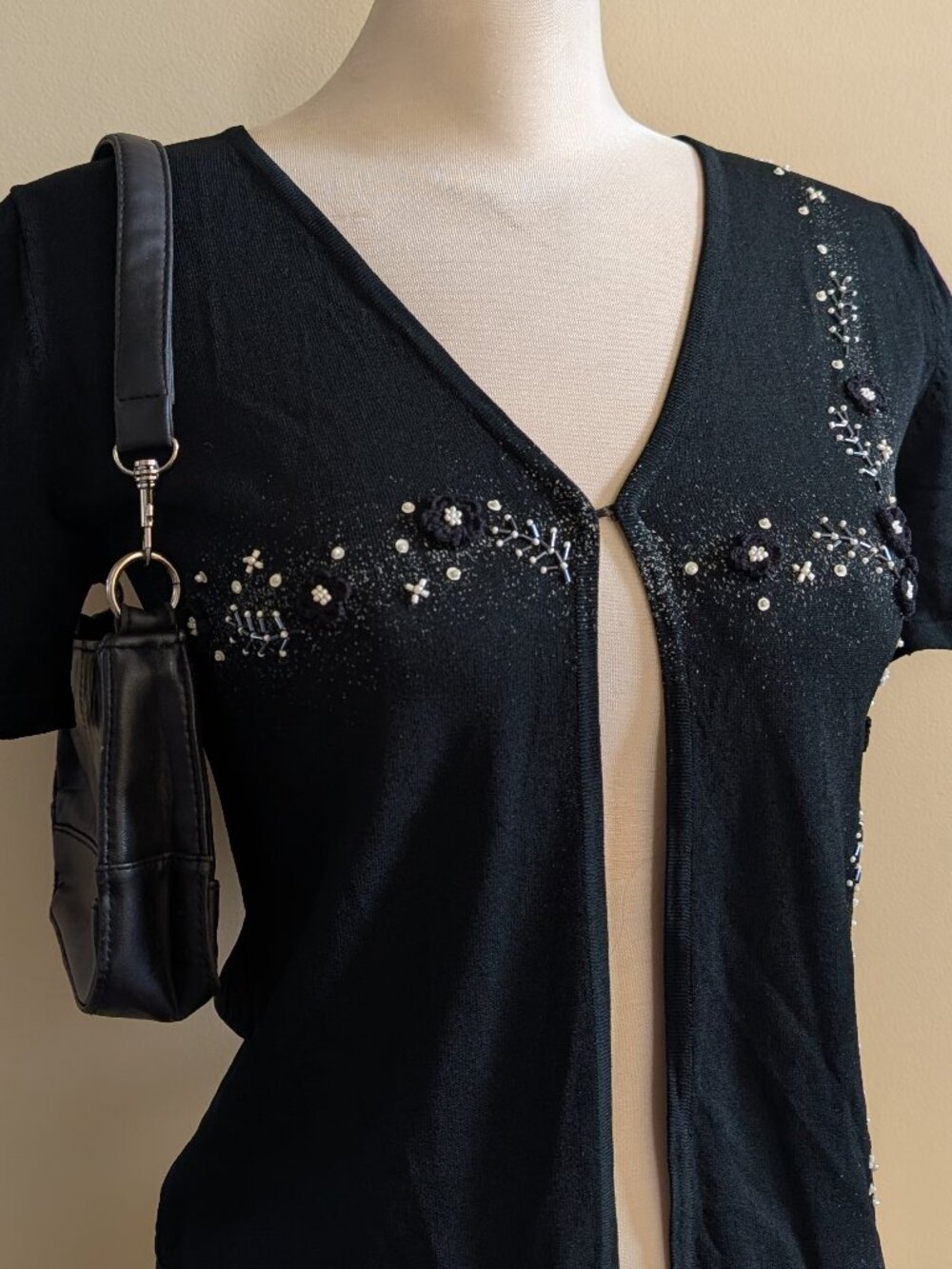 Y2K BEADED FLORAL DETAIL VINTAGE TOP